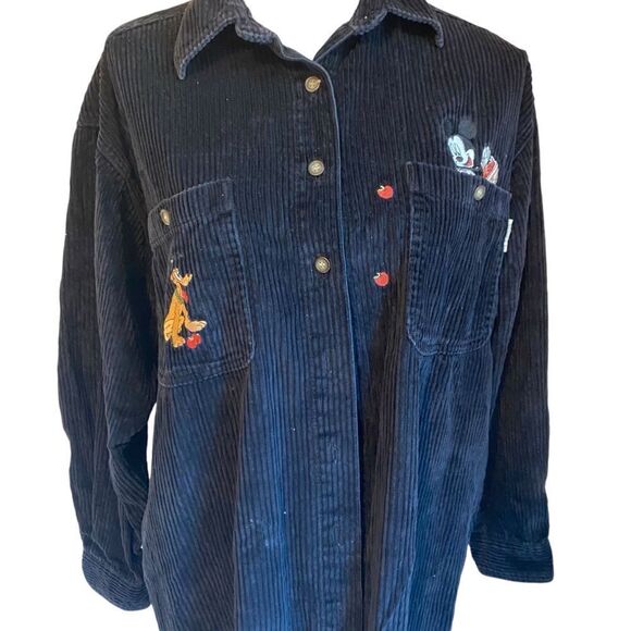 Disney Tops - Disney Mickey Long Sleeve Corduroy Shirt Size Large